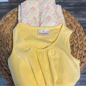 Hanna Andersson Soft Yellow Top with Leaf Print Pants